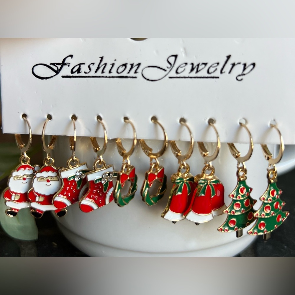 Christmas Earrings, 5 pairs